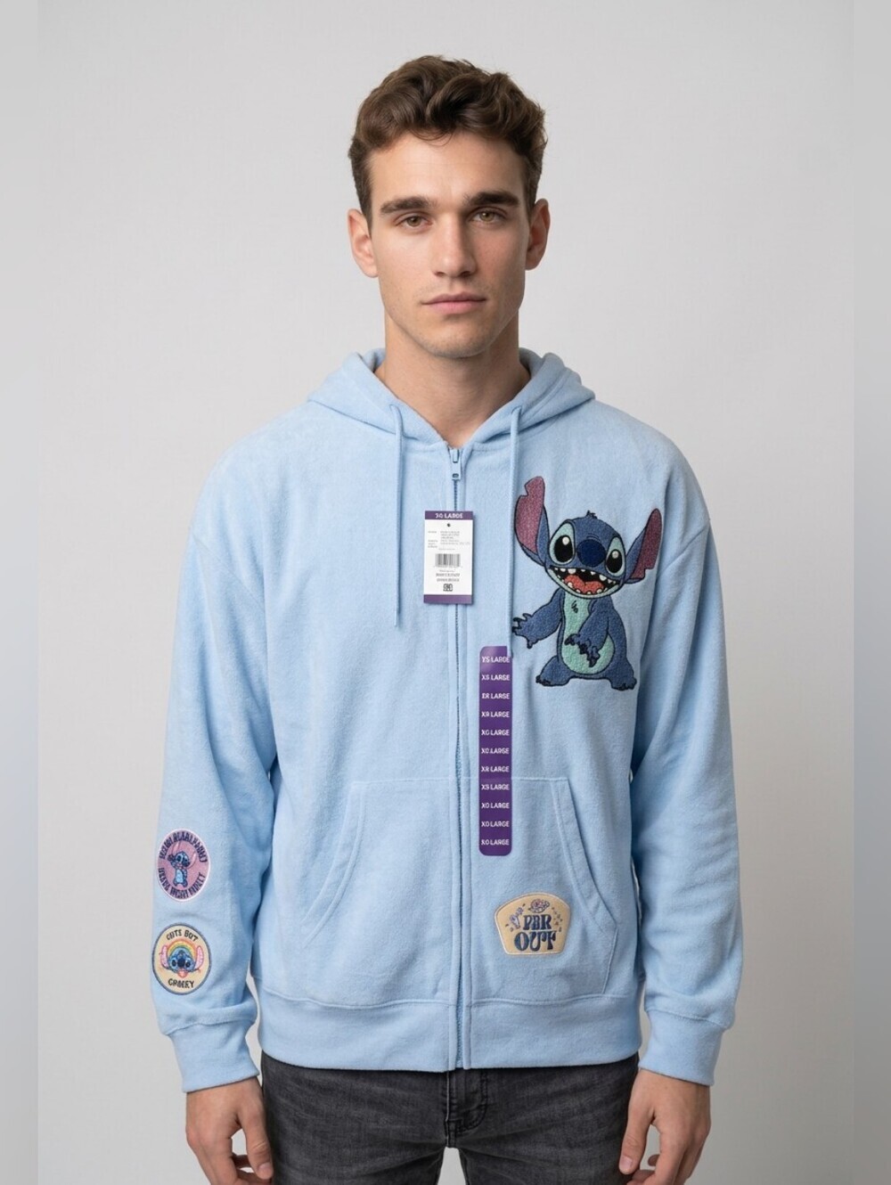 NWT Disney Stitch Women's Blue Zip Up Character Hoodie/Jacket - Picture 2 of 8